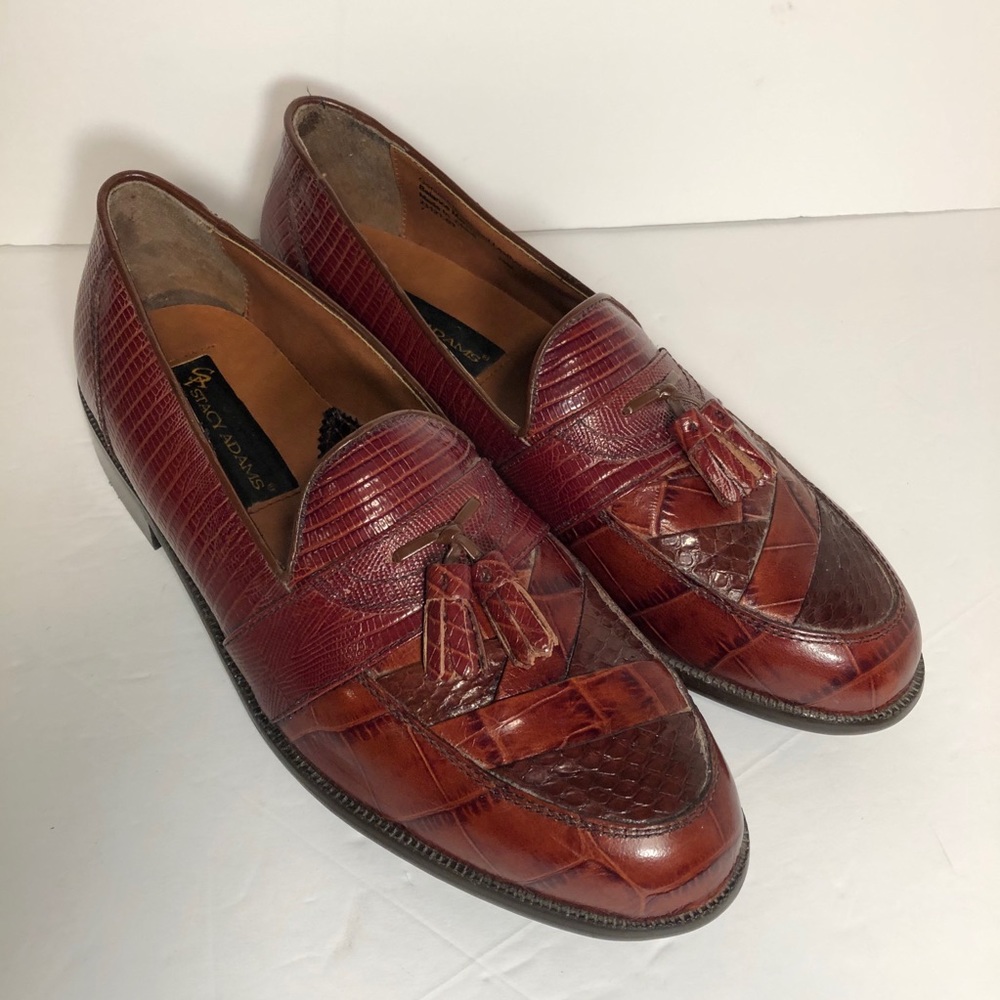 Stacy Adams Mens Snake Skin Brown Slip-On Loafers